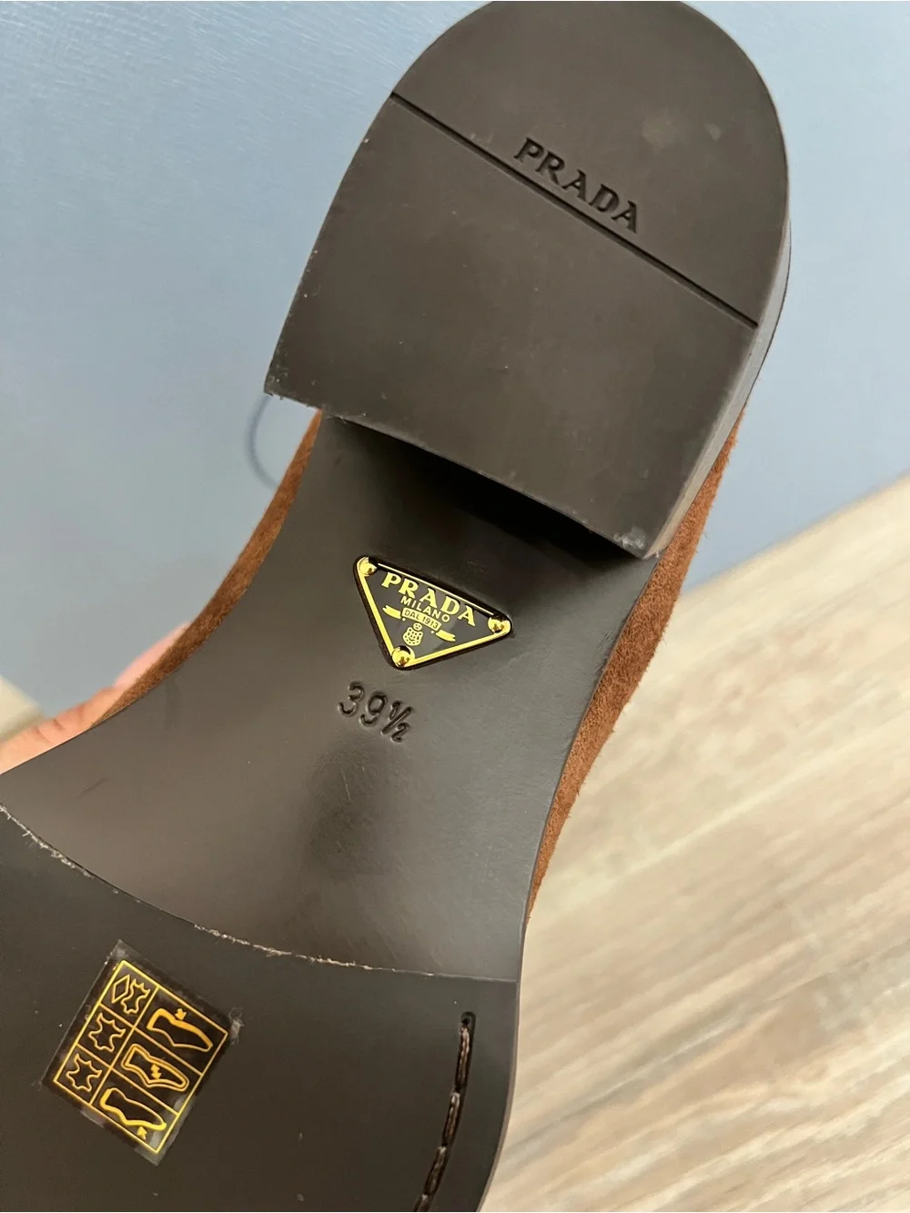 Prada Women's Chestnut Brown Suede Chelsea Ankle Boots